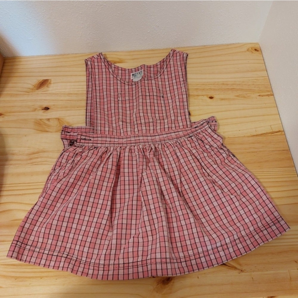 Vintage Esprit Pink Plaid Cotton Jumper Dress Size 4T